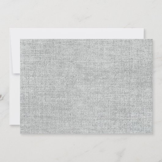 Modern blauw grijs linnen textuur Baby foto geboor Aankondiging (Achterkant)