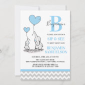 Modern Blauw Grijs Olifant SIP & SEE Baby Boy Kaart (Voorkant)