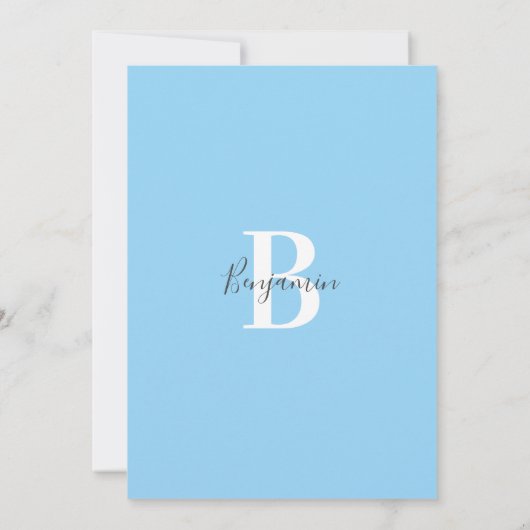 Modern Blauw Grijs Olifant SIP & SEE Baby Boy Kaart (Achterkant)