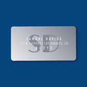 Modern blauw grijs ombre retouradres etiket