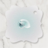 Modern Blauw & Grijs Seashell Bedankjes Labels (Achterkant)