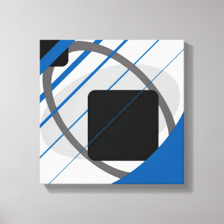 Modern Blauw Grijs Zwart Off Wit - Canvas gespanne Afdruk