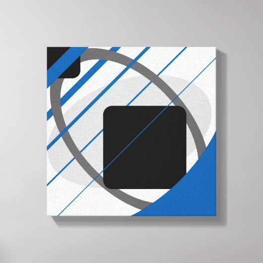 Modern Blauw Grijs Zwart Off Wit - Canvas gespanne Afdruk (Voorkant)