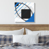 Modern Blauw Grijs Zwart Off Wit - Canvas gespanne Afdruk (Insitu (Slaapkamer))