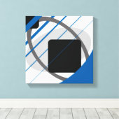 Modern Blauw Grijs Zwart Off Wit - Canvas gespanne Afdruk (Insitu (Houten vloer))