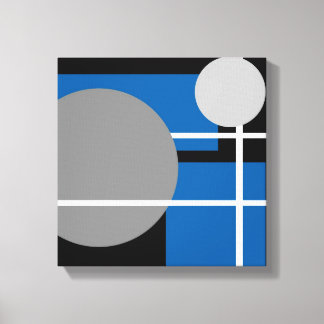 Modern Blauw Grijs Zwart Wit - Canvas met Spandraa Afdruk
