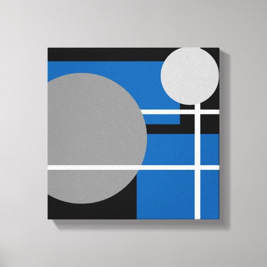 Modern Blauw Grijs Zwart Wit - Canvas met Spandraa Afdruk (Voorkant)