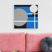 Modern Blauw Grijs Zwart Wit - Canvas met Spandraa Afdruk (Insitu (Woonkamer))