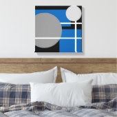 Modern Blauw Grijs Zwart Wit - Canvas met Spandraa Afdruk (Insitu (Slaapkamer))