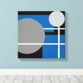 Modern Blauw Grijs Zwart Wit - Canvas met Spandraa Afdruk (Insitu (Houten vloer))
