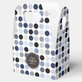 modern blauw - grijze polka - stips monogram bedankdoosjes (Geopend)