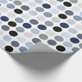 modern blauw - grijze polka - stips monogram cadeaupapier (Hoek)