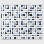 modern blauw - grijze polka - stips monogram cadeaupapier (Vlak)