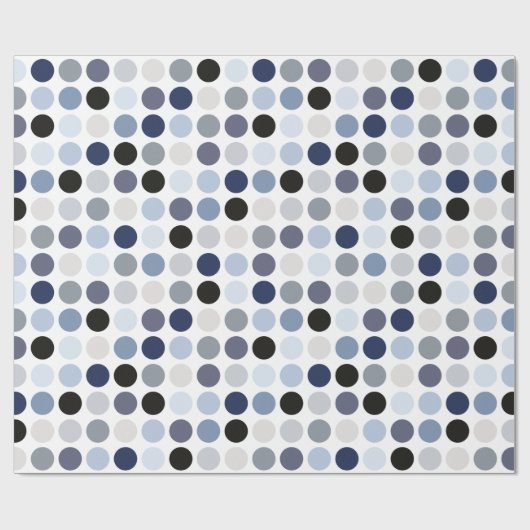 modern blauw - grijze polka - stips monogram cadeaupapier (Vlak)