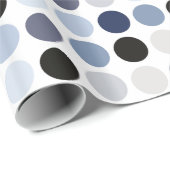modern blauw - grijze polka - stips monogram cadeaupapier (Rol Hoek)