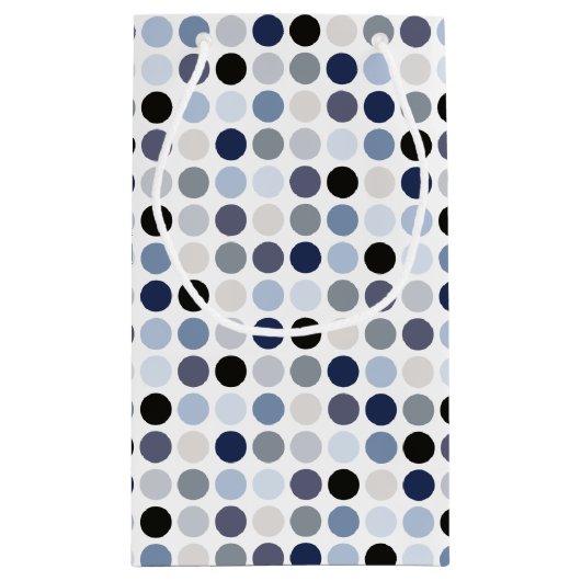 modern blauw - grijze polka - stips monogram klein cadeauzakje (Achterkant)