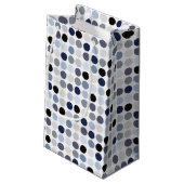 modern blauw - grijze polka - stips monogram klein cadeauzakje (Achterkant Gekanteld)