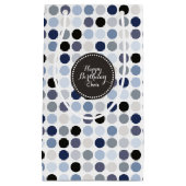 modern blauw - grijze polka - stips monogram klein cadeauzakje (Voorkant)