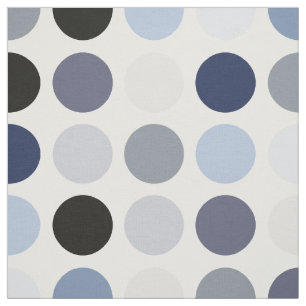 modern blauw - grijze polka - stips monogram stof