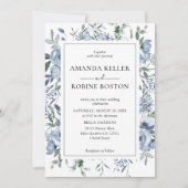 Modern Blauw Groen Bloemen Huwelijksuitnodiging Kaart (Voorkant)