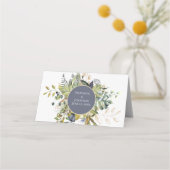 MODERN BLAUW & GROEN BOTANISCH GROEN Bruiloft Plaatskaartje (Achterkant)