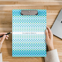 Modern Blauw Groen Diamant Patroon Klembord