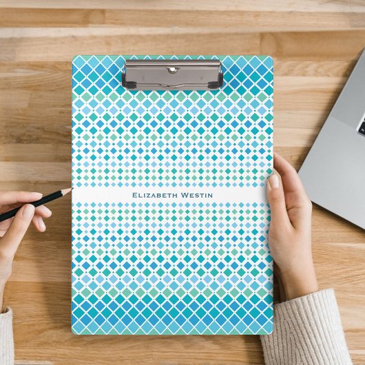 Modern Blauw Groen Diamant Patroon Klembord