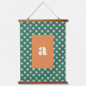 Modern blauw groen geometrisch retro initiaal hangend wandkleed (Voorkant)