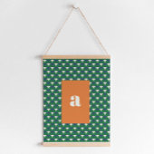 Modern blauw groen geometrisch retro initiaal hangend wandkleed