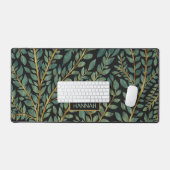 Modern blauw groen goud tropische bladeren groen bureaumat (Keyboard & Muis)