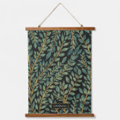 Modern blauw groen goud tropische bladeren groen hangend wandkleed (Voorkant)