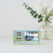 Modern Blauw Groen Kantoor Foto Visitekaartje (Staand voorkant)