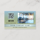 Modern Blauw Groen Kantoor Foto Visitekaartje (Voorkant)