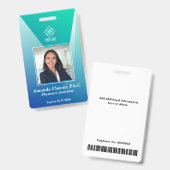 Modern Blauw Groen Medewerker Foto ID Badge (Voor- en achterkant)