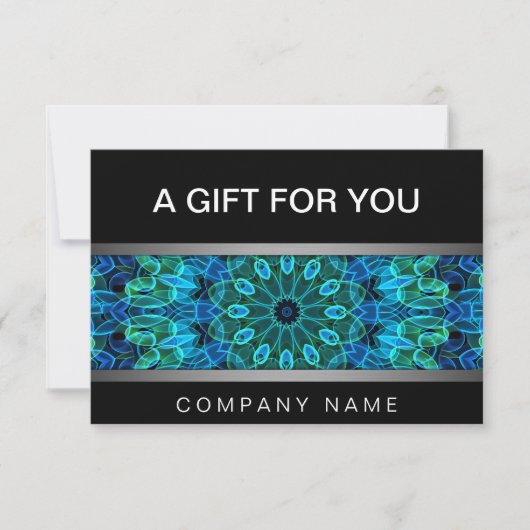 Modern Blauw & Groen Pareltjes mandala cadeaubon (Voorkant)