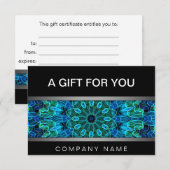 Modern Blauw & Groen Pareltjes mandala cadeaubon (Voorkant / Achterkant)