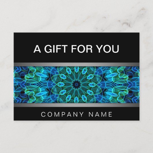 Modern Blauw & Groen Pareltjes mandala cadeaubon (Voorkant)