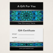 Modern Blauw & Groen Pareltjes mandala cadeaubon Visitekaartje (Voorkant /achterkant)