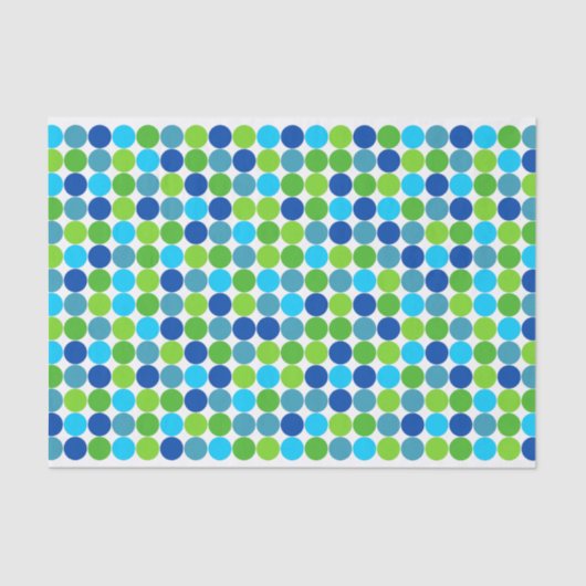 Modern blauw groen polka dot patroon tissuepapier (Voorkant)