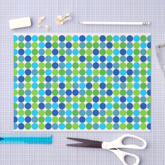 Modern blauw groen polka dot patroon tissuepapier (Craft)