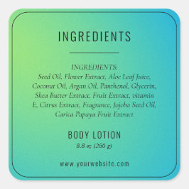 Modern Blauw Groene Ingredientenlijst Productlabel Vierkante Sticker