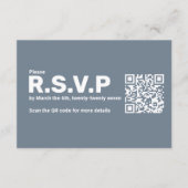 Modern Blauw Grote RSVP QR Code Huwelijk Informatiekaartje (Voorkant)