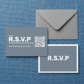 Modern Blauw Grote RSVP QR Code Huwelijk Informatiekaartje