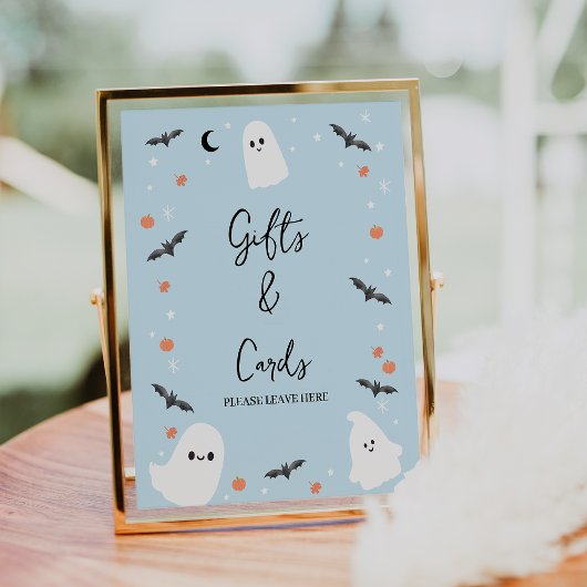 Modern blauw Halloween Baby shower teken Foto Afdruk