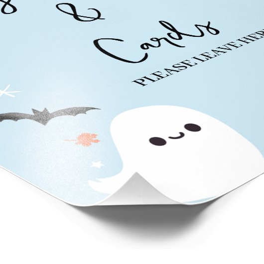 Modern blauw Halloween Baby shower teken Foto Afdruk (Hoek)