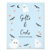 Modern blauw Halloween Baby shower teken Foto Afdruk (Voorkant)
