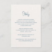 Modern blauw handgeschreven script elegante bruilo informatiekaartje (Voorkant)