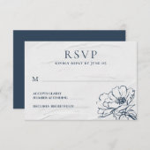 Modern blauw handgetekend Roos eenvoudige bruiloft RSVP Kaartje (Voorkant / Achterkant)