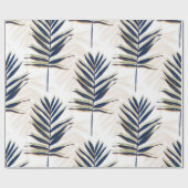 Modern blauw handpalm laat gouden strelen wit desi cadeaupapier (Vlak)