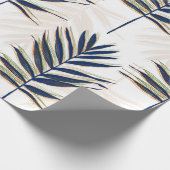 Modern blauw handpalm laat gouden strelen wit desi cadeaupapier (Hoek)